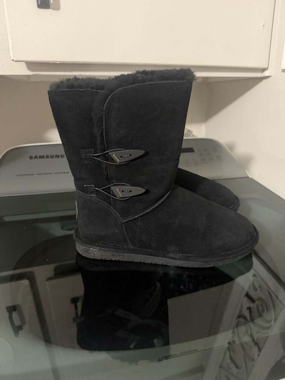 Bearpaw Women's Abigail Black Suede Mid-Calf Winter Boots Size US 9